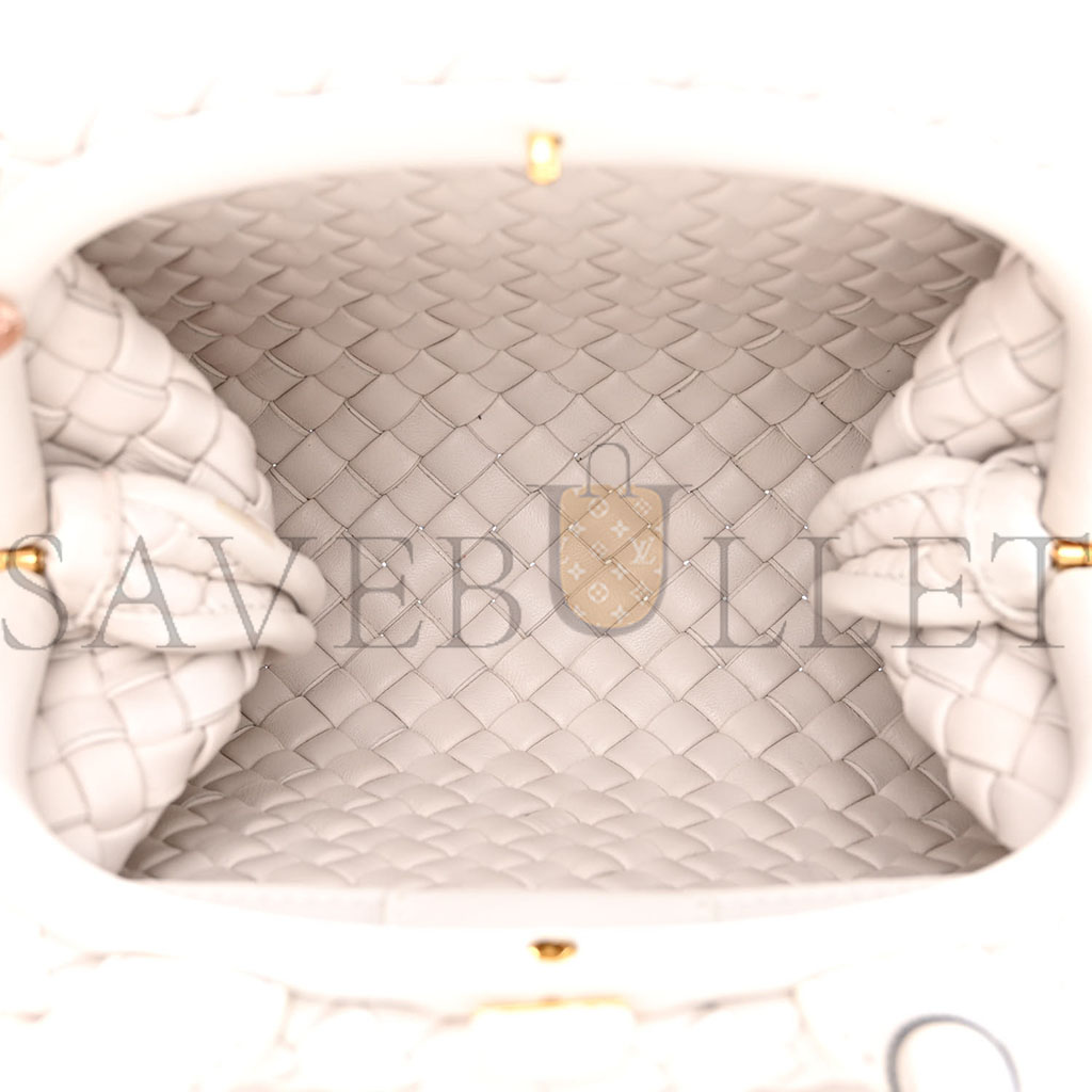 bo*te*ga Ve*ne*ta nappa intrecciato mini top handle shoulder bag chalk (22*17*9cm)